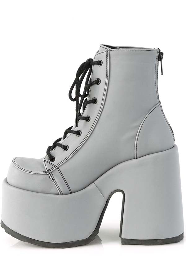 Demonia Shoes Camel 203 Grey Reflective Platform Boots Buy Online Australia