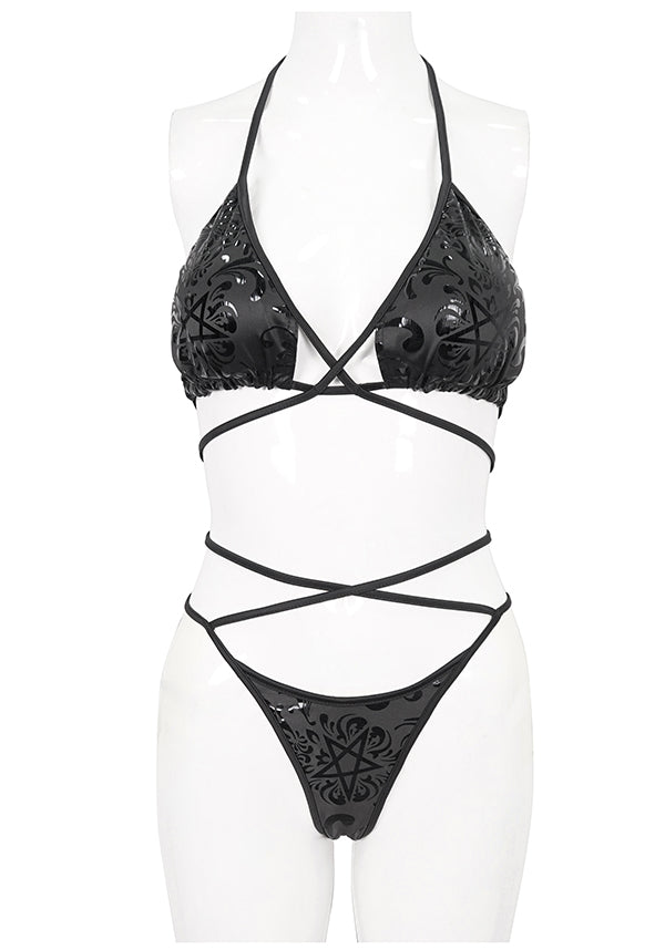 Devil Fashion Pentagram Print Lace Up Swimsuit Set Buy Online Australia