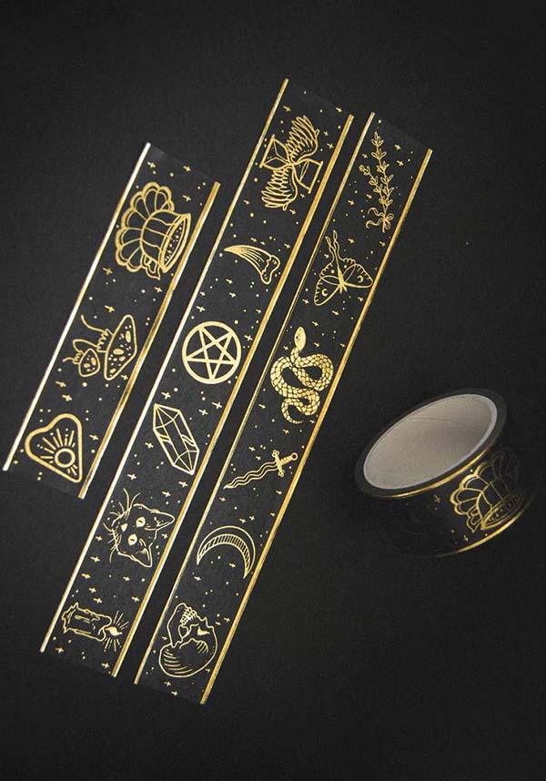Ectogasm  Witchy Washi Tape in Black and Gold - 5 Pack