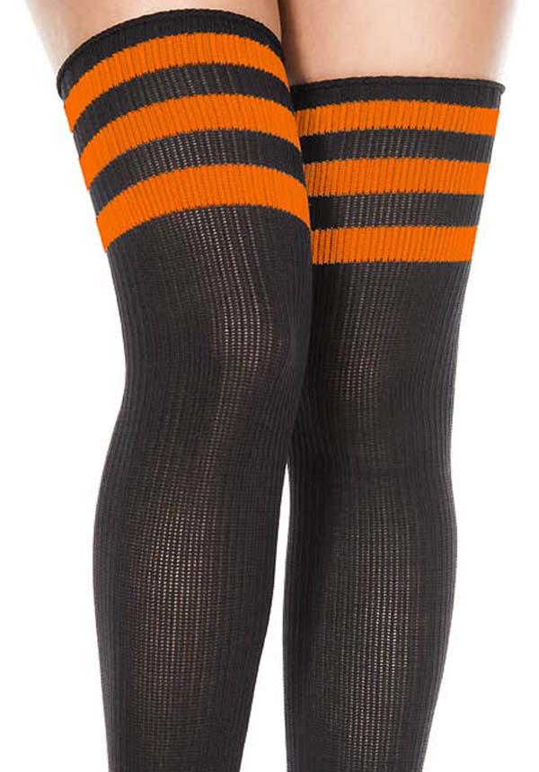 Yellow Stripe Athletic Knee-High Socks