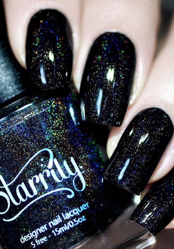 Starrily Neutrino - Black Glitter Holographic Nail Polish - 15 ml