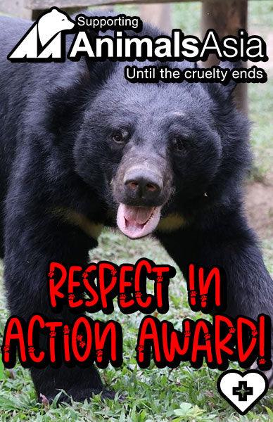 BESERK IS AWARDED THE RESPECT IN ACTION AWARD FROM ANIMALS ASIA! - Beserk