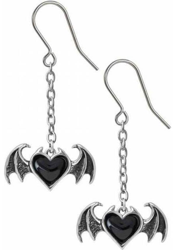 Blacksoul | EARRINGS - Beserk - accessories, alchemy gothic, all, aug20, bat, bats, batwing, black, clickfrenzy15-2023, discountapp, earrings, fp, goth, gothic, gothic accessories, heart, heart shape, jewellery, jewelry, ladies accessories, love heart, valentines