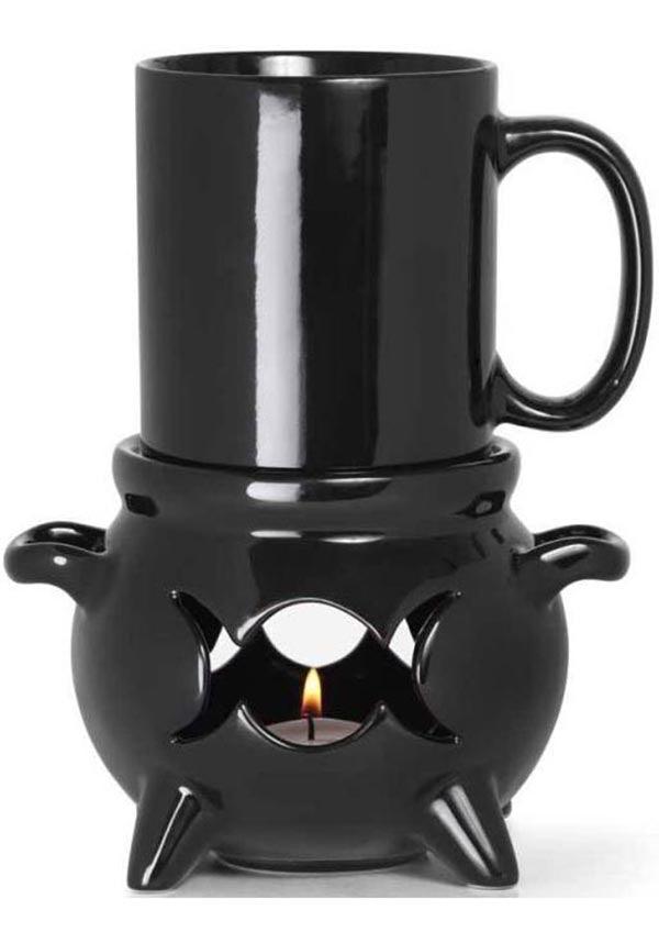 Alchemy Triple Skulls Black Cup With Candle Holder Mug Warmer