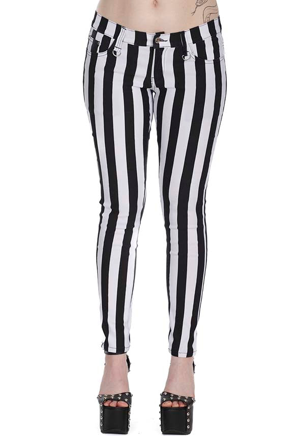 Forever Yours [White/Black Striped] | SKINNY JEANS