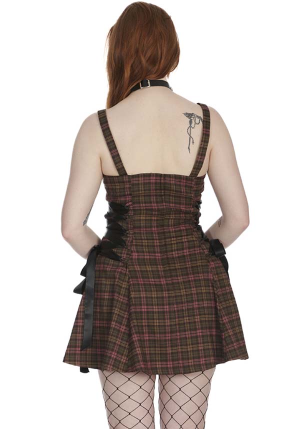 Klondike Tartan [Olive] | LACE UP DRESS