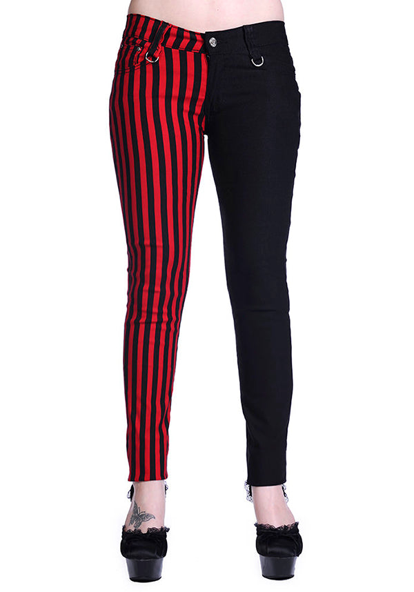 The Damage [Half Black/ Half Red Striped] | SKINNY JEANS