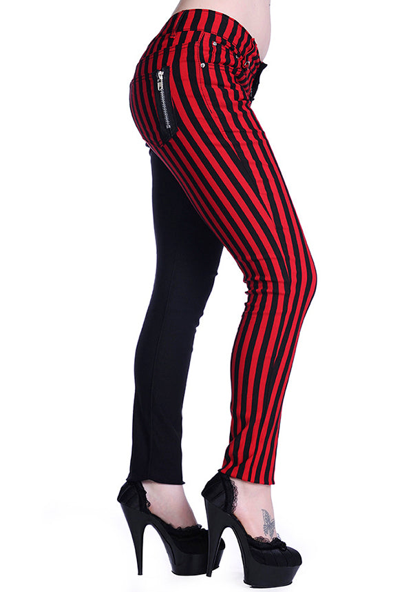 The Damage [Half Black/ Half Red Striped] | SKINNY JEANS