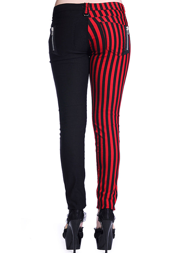 The Damage [Half Black/ Half Red Striped] | SKINNY JEANS