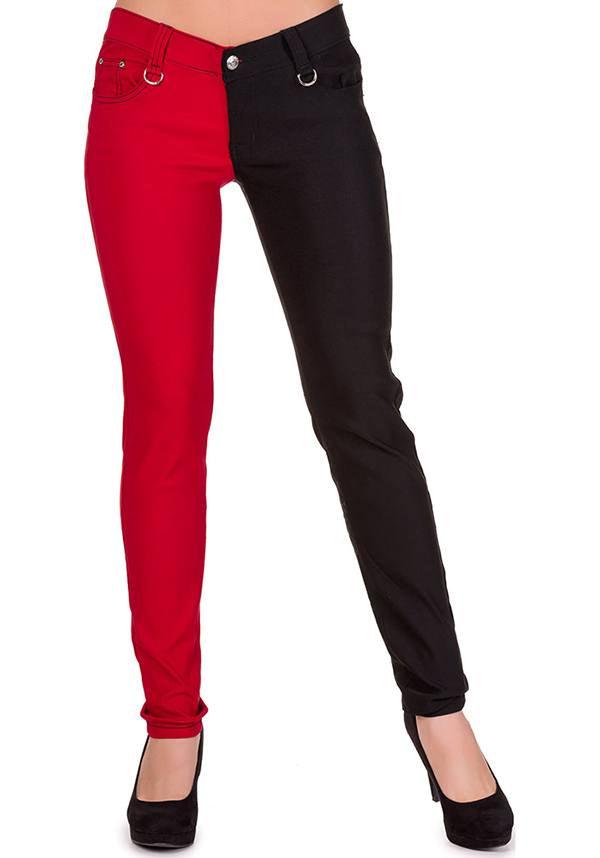 Night After Night [Black/Red] | JEANS^ - Beserk - all, all clothing, all ladies, all ladies clothing, backorder, banned apparel, black, clickfrenzy15-2023, clothing, discountapp, edgy, fp, gothic, hipster, jeans, ladies, ladies clothing, ladies pants, ladies pants and shorts, low cut, may19, pants, plus size, punk, red, skinny, skinny jeans, tight
