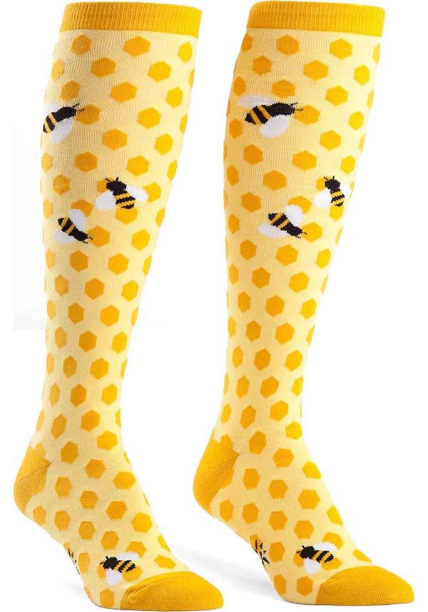 Bee's Knees | KNEE HIGH SOCKS - Beserk - all, all clothing, bee, clickfrenzy15-2023, cpgstinc, derby hosiery, discountapp, fp, go4sports, hosiery, hosiery and socks, knee high, knee high socks, ladies, ladies clothing, long, roller derby, sock it to me, socks, winter, winter clothing, winter wear, yellow