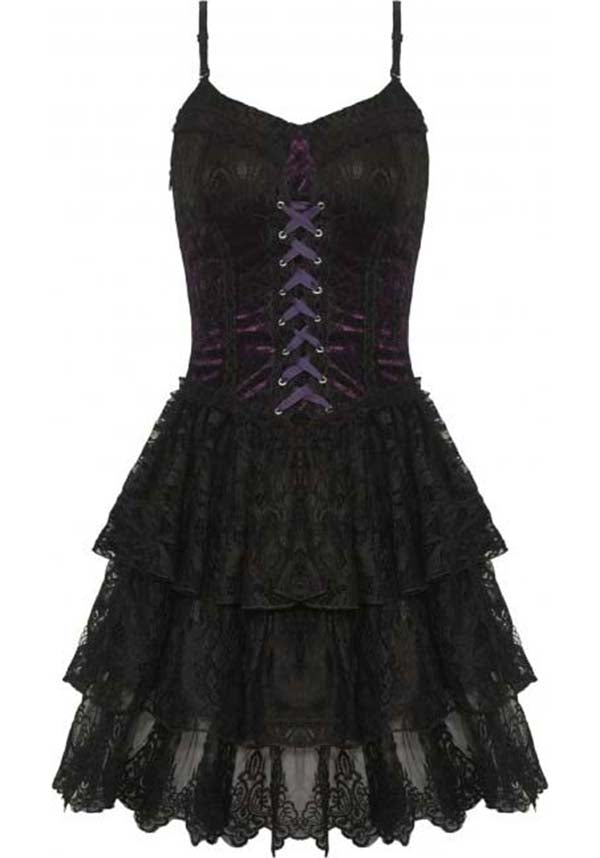 Dark In Love Gothic Lace Up Blackpurple Corset Dress Buy Online Australia 7910