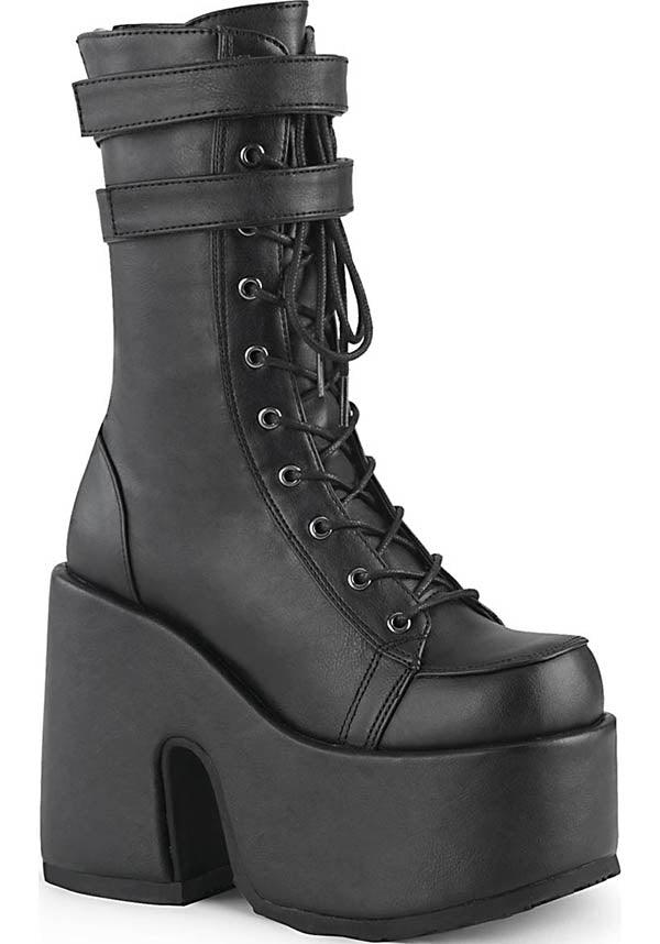 Demonia Matte Black Stacked Platform Boots