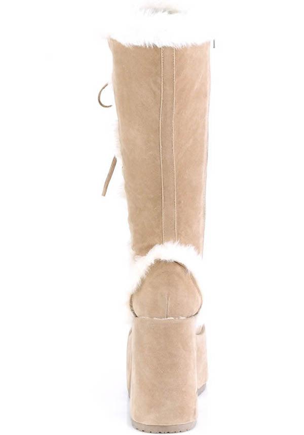 CAMEL-311 [Camel] | PLATFORM BOOTS [PREORDER] - Beserk - all, boots, boots [preorder], brown, clickfrenzy15-2023, demonia, demonia shoes, discountapp, fp, fur, heels, heels [preorder], knee high boots, labelpreorder, labelvegan, platform, platform [preorder], platform boots, platform heels, platforms, platforms [preorder], ppo, preorder, shoes, vegan, winter