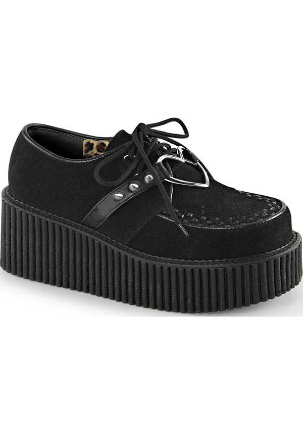 CREEPER-206 [Black Suede] | PLATFORM CREEPERS [PREORDER] - Beserk - all, all ladies, black, clickfrenzy15-2023, creeper, creepers, delete, demonia, demonia shoes, discountapp, flats, flats [preorder], fp, goth, gothic, heart, labelpreorder, labelvegan, ladies, platforms, platforms [preorder], ppo, preorder, shoes, vegan