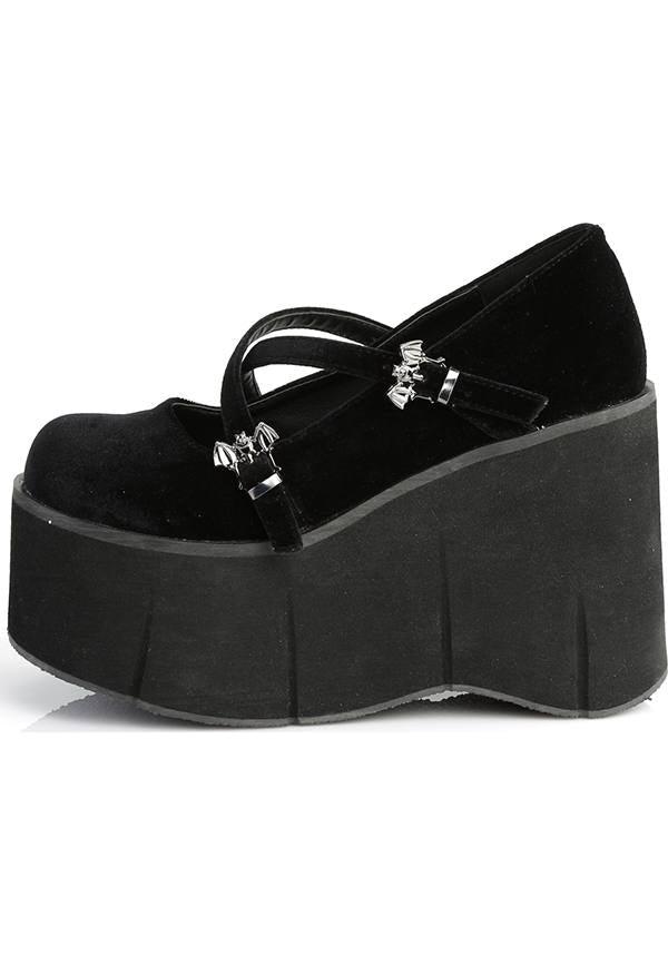 KERA-10 [Black Velvet] | PLATFORMS [PREORDER] - Beserk - all, bat, bats, black, clickfrenzy15-2023, demonia, demonia shoes, discountapp, fp, goth, gothic, halloween, harajuku, labelpreorder, labelvegan, lolita, mary jane, mary janes, platform, platforms, platforms [preorder], pleaserimageupdated, ppo, preorder, pricematched, shoes, vegan, velvet, velvet shoe