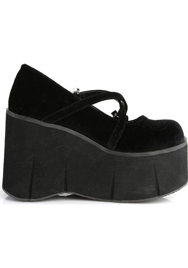 KERA-10 [Black Velvet] | PLATFORMS [PREORDER] - Beserk - all, bat, bats, black, clickfrenzy15-2023, demonia, demonia shoes, discountapp, fp, goth, gothic, halloween, harajuku, labelpreorder, labelvegan, lolita, mary jane, mary janes, platform, platforms, platforms [preorder], pleaserimageupdated, ppo, preorder, pricematched, shoes, vegan, velvet, velvet shoe