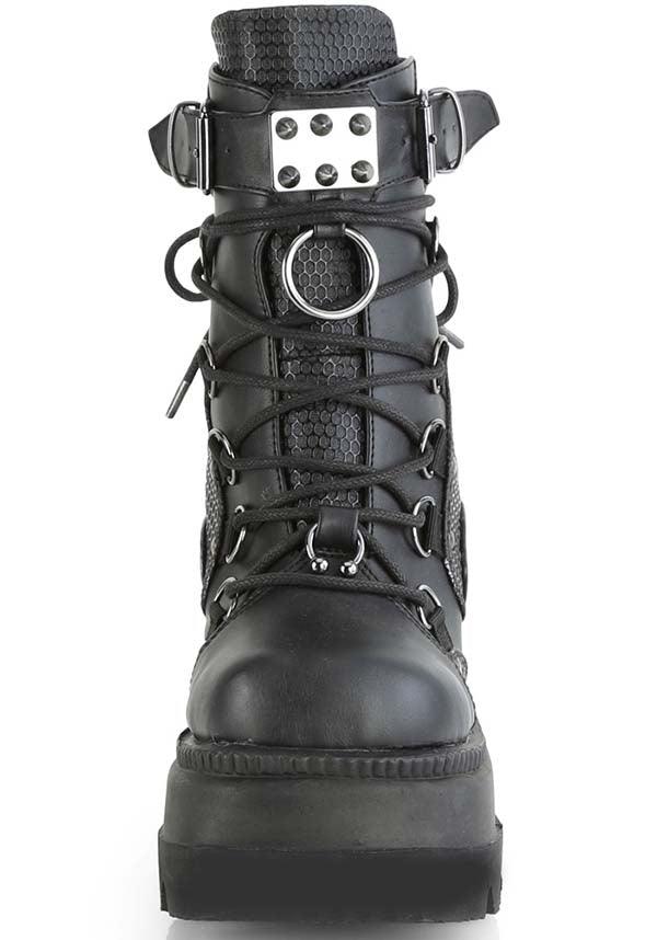 SHAKER-60 [Black] | PLATFORM BOOTS [PREORDER] - Beserk - all, ankle boots, black, boot, boots, boots [preorder], clickfrenzy15-2023, demonia, demonia shoes, discountapp, fp, gothic, labelpreorder, labelvegan, platform, platforms, platforms [preorder], pleaserimageupdated, ppo, preorder, punk, shoe, shoes, vegan