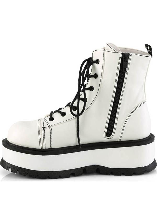 Demonia Shoes - SLACKER-55 White Platform Boots - Buy Online Australia