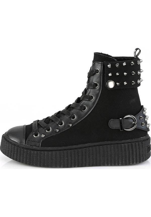 Demonia Shoes - SNEAKER-266 Black Canvas-Vegan Leather - Buy Online ...