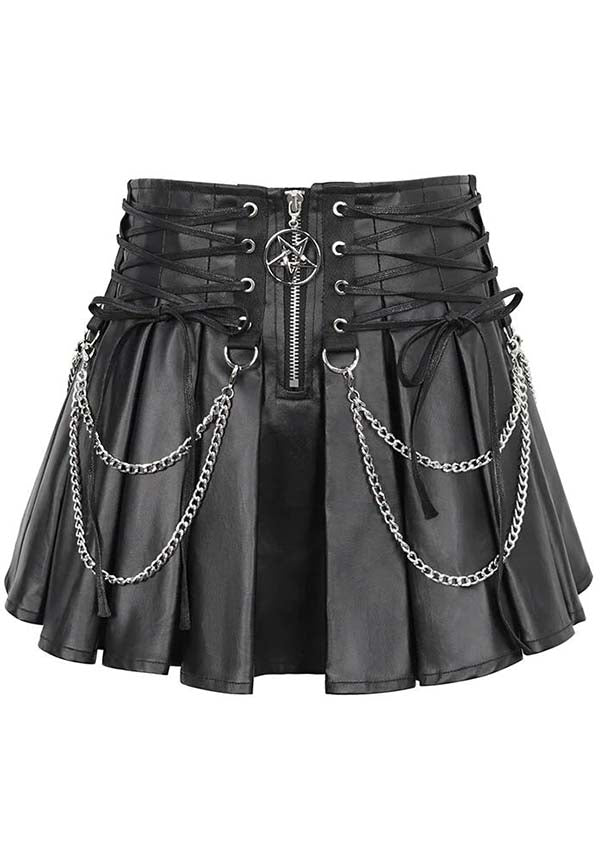 Devil Fashion - All Tied Up Faux Leather Chain Skirt - Buy Online Australia