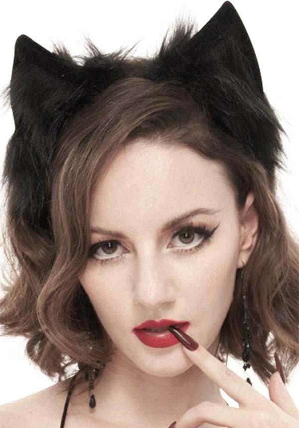 Decadent | CAT EARS - Beserk - accessories, all, black, cat, cat ears, cats, clickfrenzy15-2023, devil fashion, discountapp, DV03822, ears, fetish, fp, furry, head band, head piece, head wear, headband, headwear, kitty, labelvegan, ladies accessories, may22, pet play, R010522, vegan