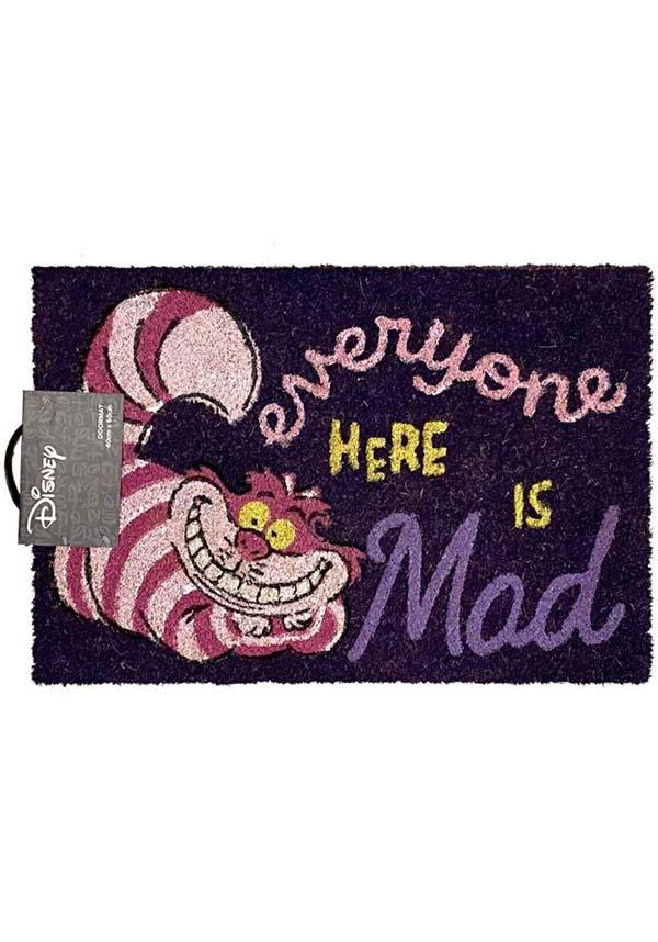 Alice In Wonderland: We're All Mad Here | DOOR MAT - Beserk - alice, alice in wonderland, all, cheshire cat, clickfrenzy15-2023, cpgstinc, discountapp, disney, door mat, doormat, fp, home, homeware, homewares, impactmerch, impactposters, jul21, mat, pop culture, pop culture homewares, purple, R140721, rugs and doormats