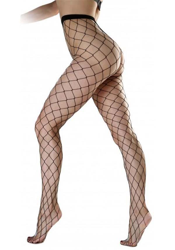 Extra Large Net [Black] | TIGHTS - Beserk - all, all clothing, all ladies, all ladies clothing, black, clickfrenzy15-2023, clothing, cosplay, costume, discountapp, edgy, fence, fish net, fp, gothic, halloween clothing, hosiery, hosiery and socks, ladies, ladies clothing, pamela mann, punk, repriced100523, rockabilly, roller derby, stockings