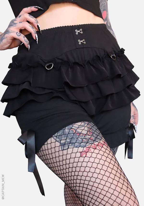 Black Gothic Bloomer Shorts, Bloomer Style Pants, Button up