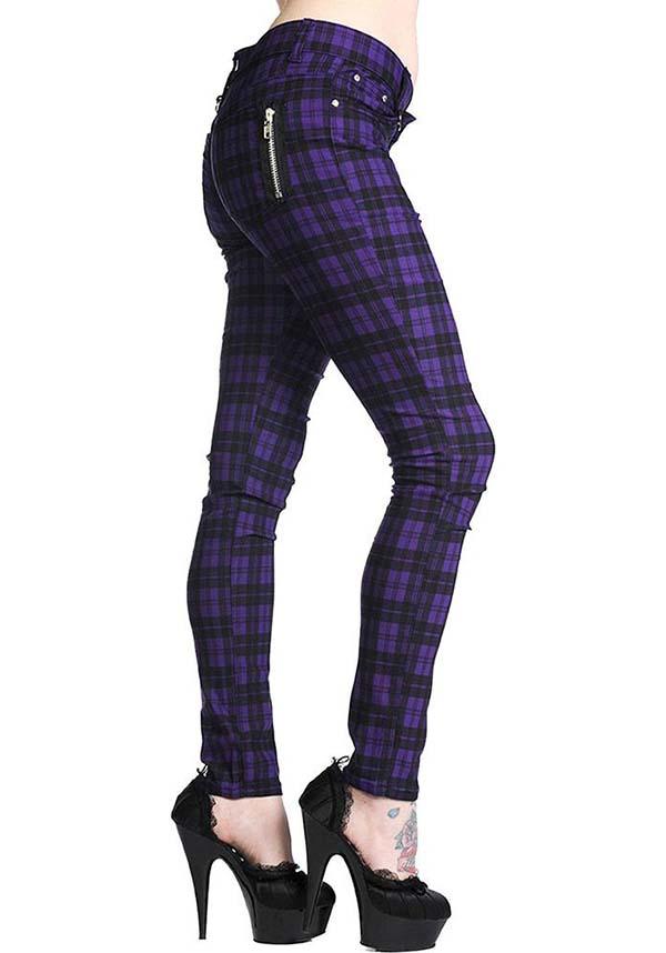 Forever Yours [Purple Check] | SKINNY JEANS* - Beserk - all, all clothing, all ladies, all ladies clothing, banned apparel, black, clickfrenzy15-2023, discountapp, eofy2023, eofy2023mon26-30, hipster, jeans, ladies, ladies clothing, ladies pants, ladies pants and shorts, low cut, pants, plus size, purple, rock, sale, skinny, skinny jeans, tartan, winter, winter clothing, winter wear, womens pants