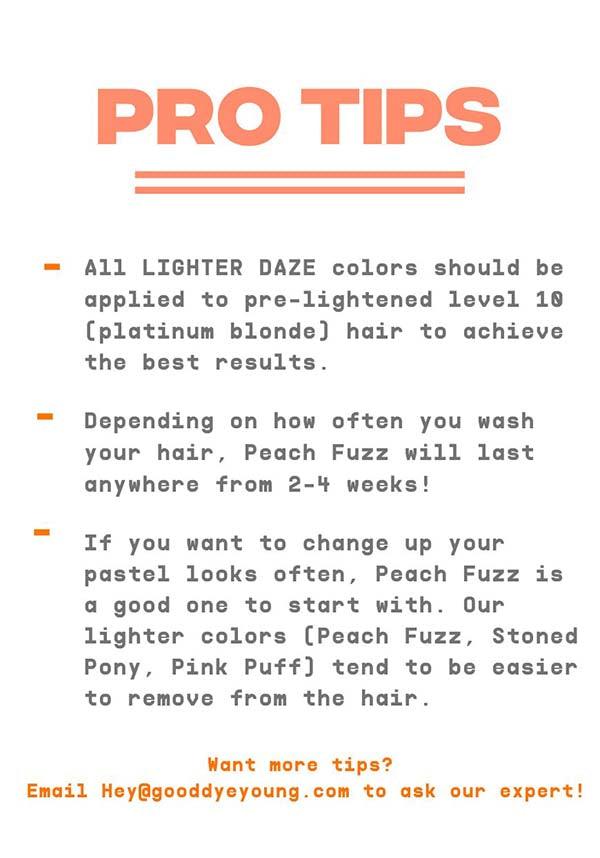 Peach Fuzz [Lighter Daze] | HAIR COLOUR - Beserk - all, bright orange, clickfrenzy15-2023, colour:orange, cosmetics, cpgstinc, discountapp, dye, dyes, fp, GD023801, GDY-GWP, good dye young, gooddyeyoung, hair, hair color, hair colour, hair colours, hair dye, hair dyes, hair orange, hair products, labelvegan, orange, peach, R010921, sep21, vegan