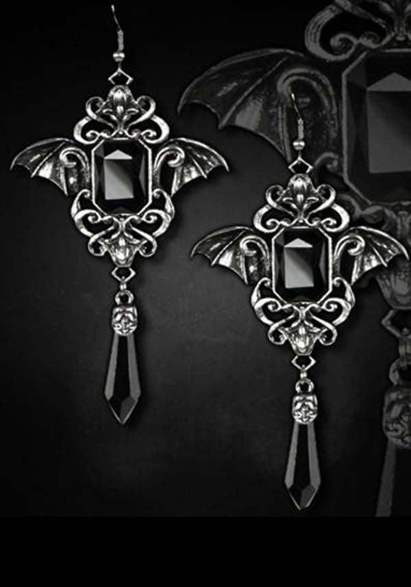 Gothic Bats | EARRINGS - Beserk - accessories, all, bats, black, clickfrenzy15-2023, crystal, discountapp, earrings, fp, gothic, gothic accessories, halloween, jewellery, jewelry, ladies accessories, renaissance, restyle, silver