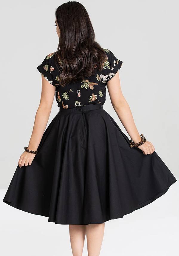 Paula [Black] | 50's SKIRT - Beserk - all, all clothing, all ladies, all ladies clothing, black, christmas clothing, circle skirt, clickfrenzy15-2023, clothing, dec18, discountapp, flare skirt, fp, hell bunny, knee length skirts, ladies, ladies clothing, ladies skirt, midi, midi skirt, office, office clothing, pinup, plus size, rockabilly, skirt, swing, womens skirt