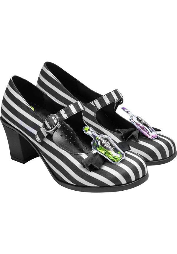 Venom | MID HEELS - Beserk - all, black, black and white, clickfrenzy15-2023, cpgstinc, discountapp, fp, googleshopping, goth, gothic, halloween, halloween costume, halloween shoes, happy halloween, HC63602, heels, heels [in stock], in stock, instock, labelinstock, labelvegan, oct22, poison, poppincandy, R091022, shoes, stripe, striped, stripes, stripey, vegan