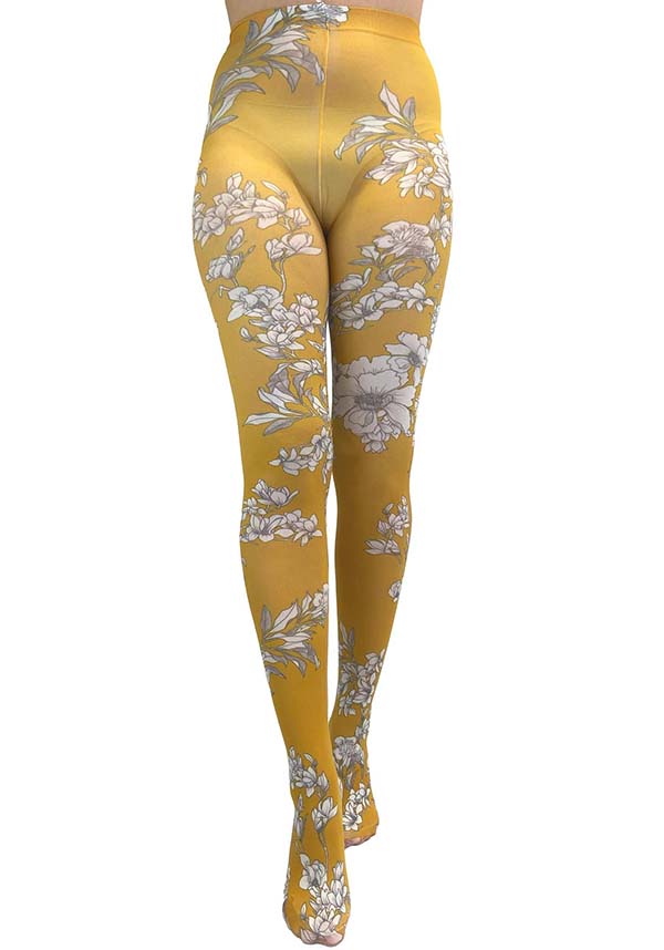 Jasmine Floral Printed [Mustard] | TIGHTS