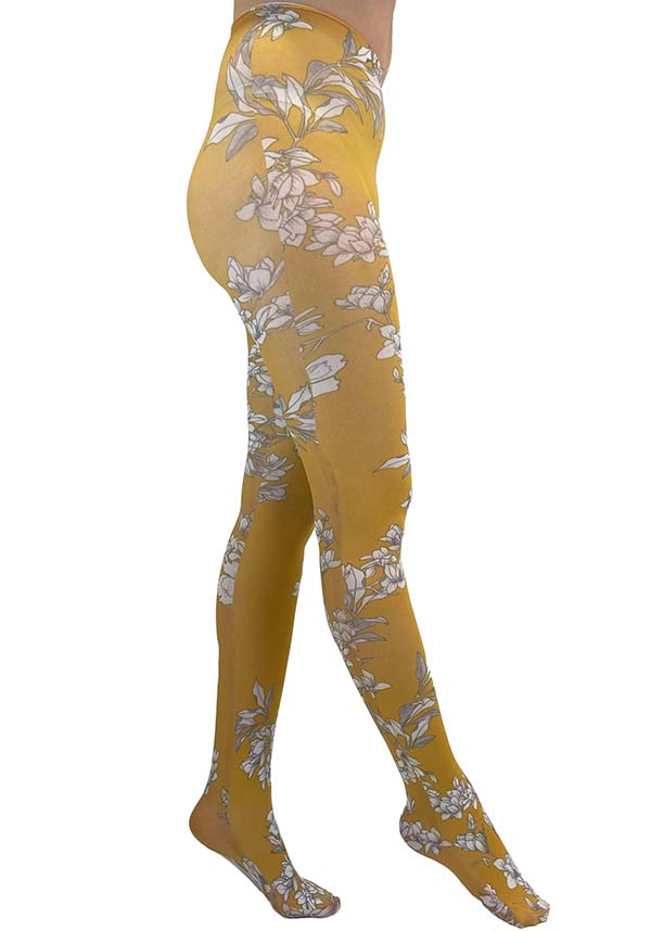 Jasmine Floral Printed [Mustard] | TIGHTS