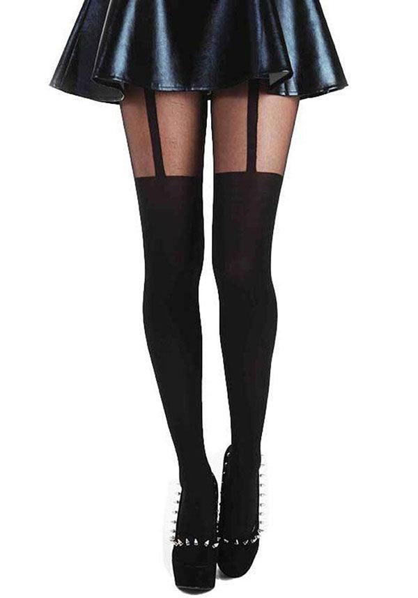 Plain Stripe | SUSPENDER TIGHTS - Beserk - all, all clothing, black, clickfrenzy15-2023, clothing, cosplay, costume, derby hosiery, discountapp, edgy, fp, gothic, hosiery, hosiery and socks, ladies, ladies clothing, pamela mann, repriced100523, stockings, tights