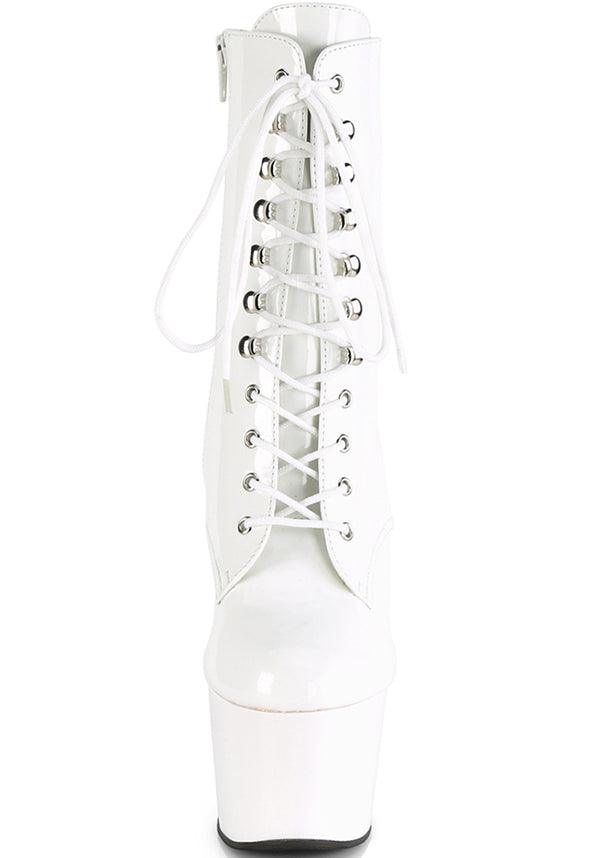 ADORE-1020 [White Patent] | PLATFORM BOOTS [PREORDER] - Beserk - all, ankle boots, boots, boots [preorder], clickfrenzy15-2023, discountapp, fp, googleshopping, heels, heels [preorder], labelpreorder, labelvegan, platform, platform boots, platform heels, platforms, platforms [preorder], pleaser, pole, pole dancing, ppo, preorder, shoes, stripper, vegan, white