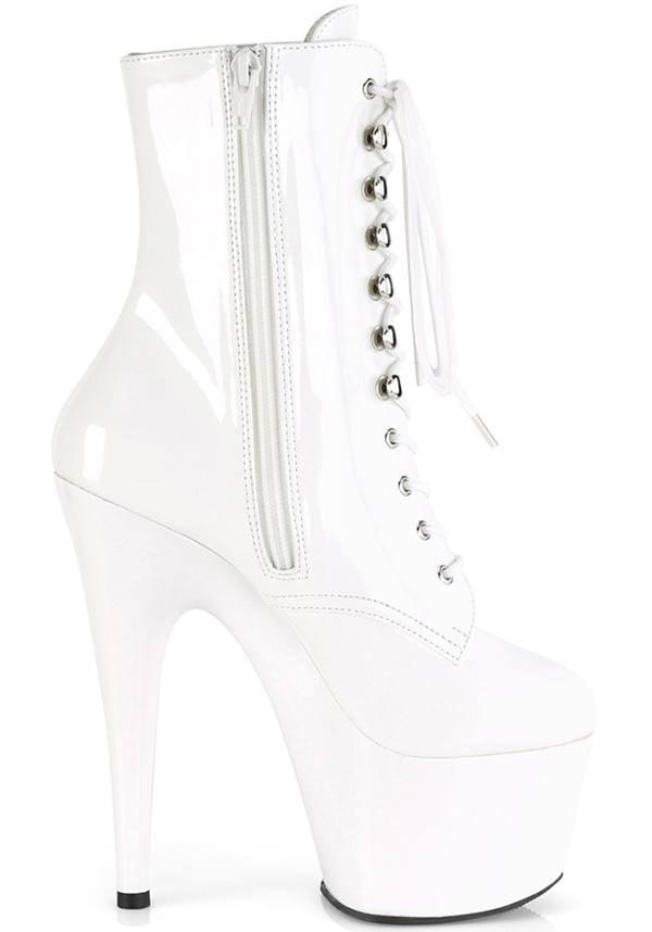 ADORE-1020 [White Patent] | PLATFORM BOOTS [PREORDER] - Beserk - all, ankle boots, boots, boots [preorder], clickfrenzy15-2023, discountapp, fp, googleshopping, heels, heels [preorder], labelpreorder, labelvegan, platform, platform boots, platform heels, platforms, platforms [preorder], pleaser, pole, pole dancing, ppo, preorder, shoes, stripper, vegan, white