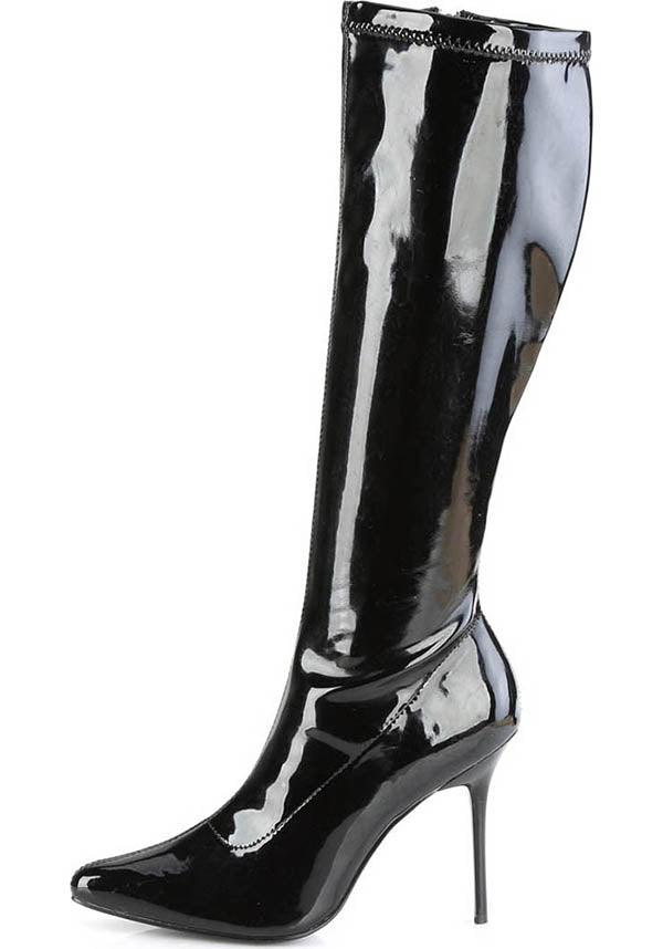 CLASSIQUE-2000 [Black Patent] | HEELS [PREORDER] - Beserk - all, all ladies, black, boot, boots, boots [preorder], clickfrenzy15-2023, discountapp, fp, heels, heels [preorder], knee high boots, labelpreorder, labelvegan, ladies, long boots, patent, ppo, preorder, shoes, vegan