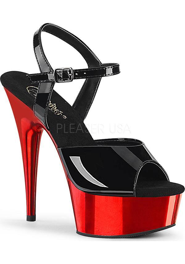 Pleaser - DELIGHT-609 Black Pat/Red Chrome - Buy Online Australia