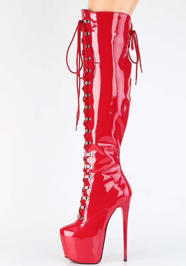 JUBILANT-3012 [Red Patent] | PLATFORM BOOTS [PREORDER]