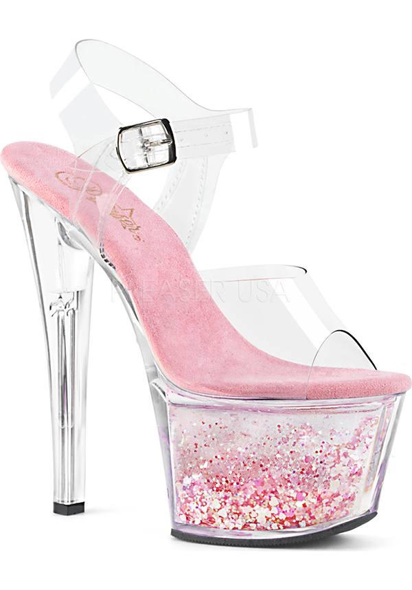 Pleaser - SKY-308WHG Clear/Clear-Baby Pink Glitter - Buy Online Australia