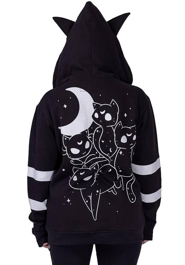 Moon Cats | HOODIE^ - Beserk - all, all clothing, all ladies clothing, aug22, backorder, black, black cat, cat, cat ears, cats, clickfrenzy15-2023, clothing, discountapp, fp, hood, hooded, hooded jumper, hoodie, hoodies, hoody, INNO28375, innocentclothing, jackets and jumpers, jumper, jumpers and jackets, labelpending, ladies clothing, ladies outerwear, outerwear, pending, r040822, winter, winter clothing, winter wear, womens hoodie