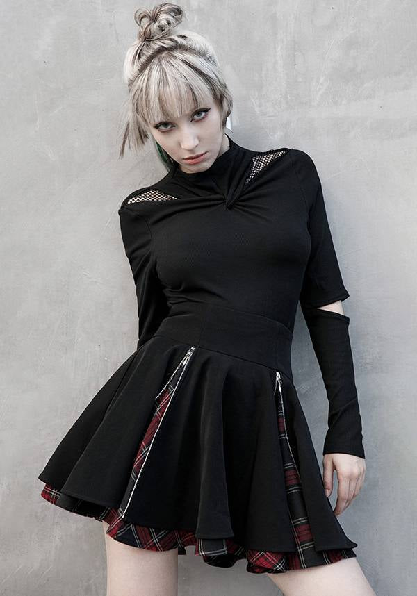 Punk Rave Black and Green Plaid Gothic Grunge Long Flared Skirt Pants for  Women 