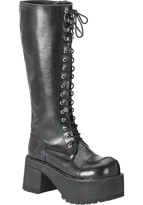 RANGER-302 [Black] | BOOTS [PREORDER] - Beserk - all, black, boots, boots [preorder], clickfrenzy15-2023, demonia, demonia shoes, discountapp, fp, goth, gothic, knee high, labelpreorder, labelvegan, lace up, men, mens shoes, platforms, platforms [preorder], pleaserimageupdated, ppo, preorder, shoes, vegan