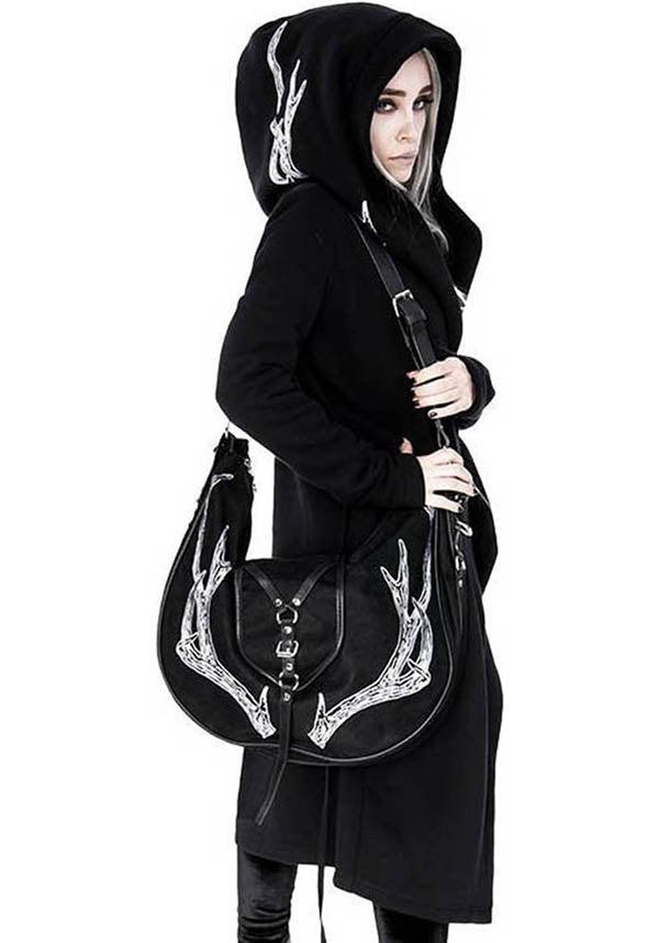 Antlers [Black] | HOBO BAG - Beserk - accessories, all, antler, bag, black, black and white, clickfrenzy15-2023, discountapp, fp, goth, gothic, gothic accessories, gothic bag, hand bag, handbag, handbags and purses, jan21, labelvegan, ladies accessories, restyle, shoulder bag, vegan, witch, witches, witchy