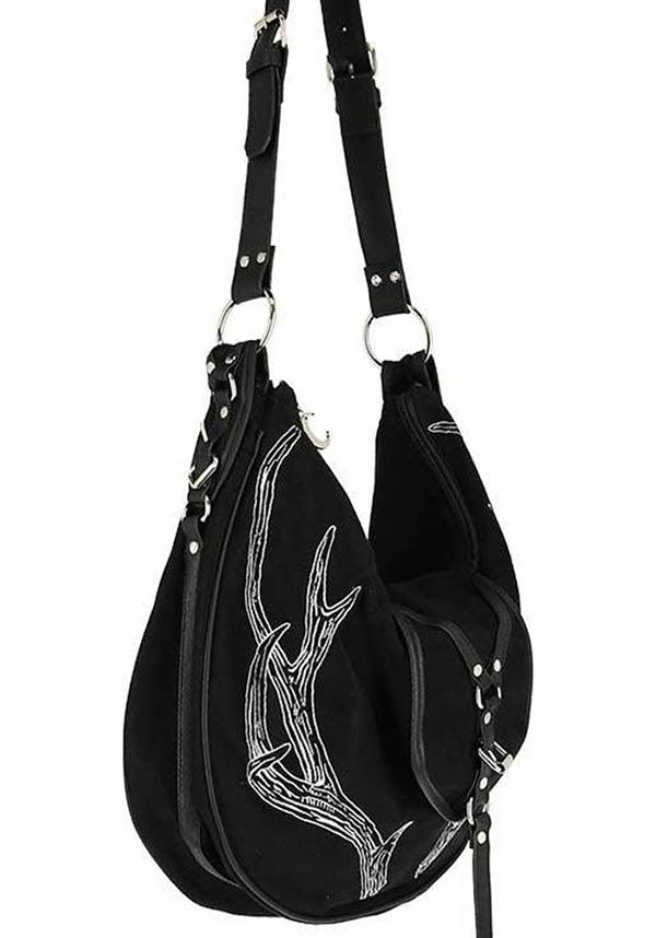 Antlers [Black] | HOBO BAG - Beserk - accessories, all, antler, bag, black, black and white, clickfrenzy15-2023, discountapp, fp, goth, gothic, gothic accessories, gothic bag, hand bag, handbag, handbags and purses, jan21, labelvegan, ladies accessories, restyle, shoulder bag, vegan, witch, witches, witchy