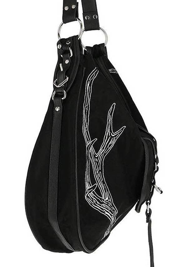 Antlers [Black] | HOBO BAG - Beserk - accessories, all, antler, bag, black, black and white, clickfrenzy15-2023, discountapp, fp, goth, gothic, gothic accessories, gothic bag, hand bag, handbag, handbags and purses, jan21, labelvegan, ladies accessories, restyle, shoulder bag, vegan, witch, witches, witchy