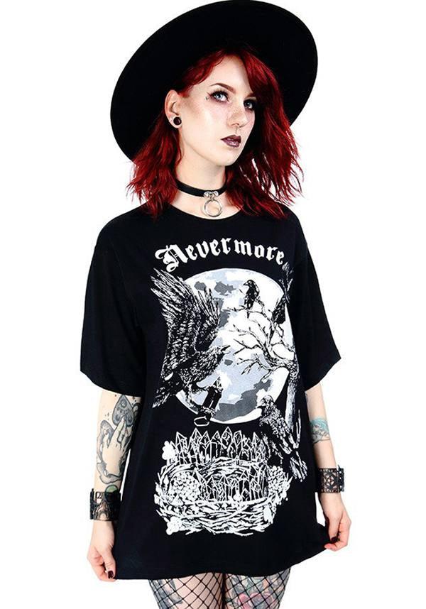 Nevermore | OVERSIZED T-SHIRT - Beserk - all, all clothing, all ladies, all ladies clothing, black, clickfrenzy15-2023, clothing, discountapp, edgar allan poe, edgy, fp, gothic, ladies, ladies clothing, ladies shirt, ladies tshirt, long top, mens, mens clothing, moon, oversized, pricematchedtb, raven, restyle, sep18, shirt, shirts, t-shirt, tees and shirt, tees and shirts, top, tops, tshirt, tshirts, tshirts and tops, unisex, womens shirt, womens shirts